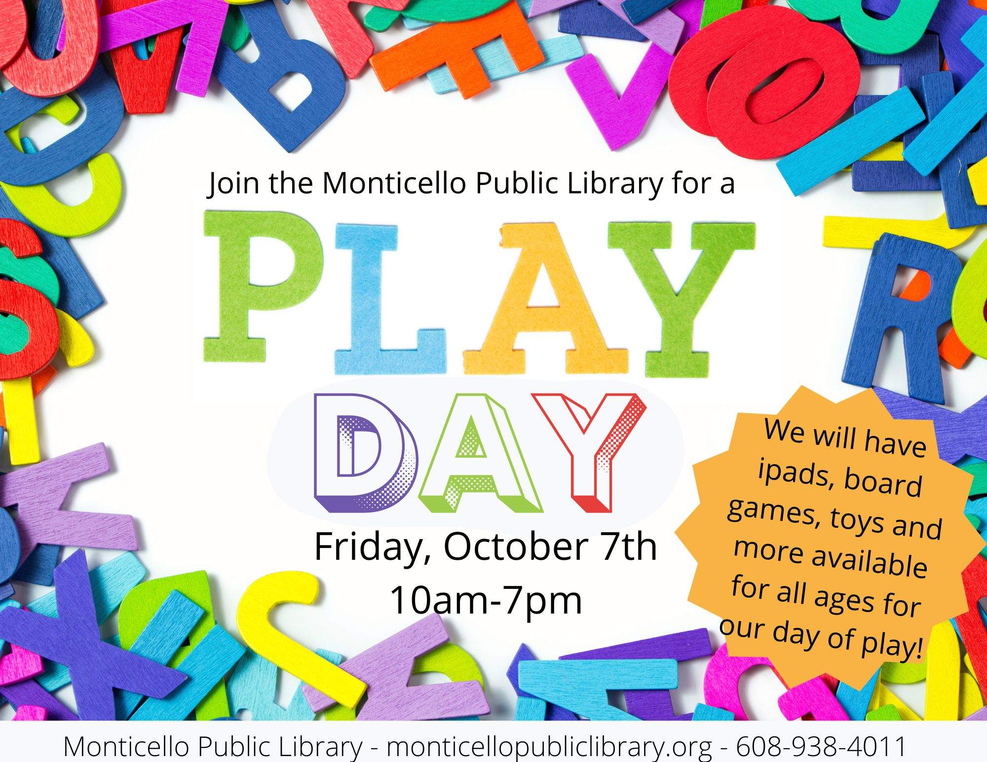 Library play day october 7th